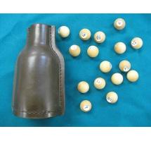 Genuine Leather Pea Pool Bottle with Set of Wood Beads 