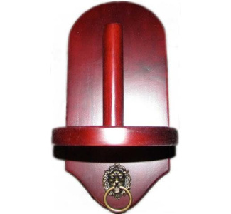 Mahogany wood finish wall mounted cone chalk holder with lion head ring